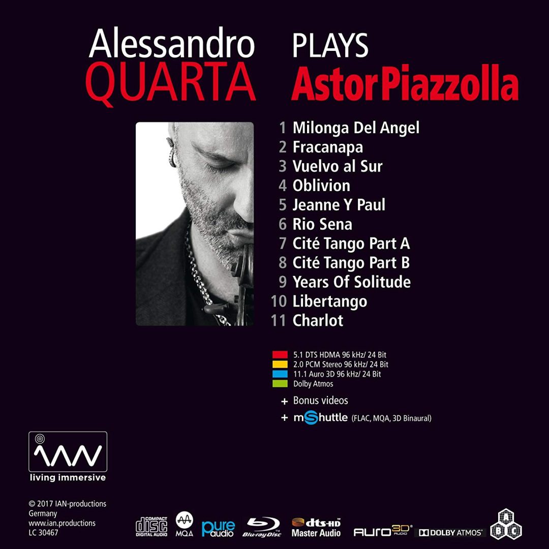 Alessandro Quarta – Plays Piazzolla, retro della confezione