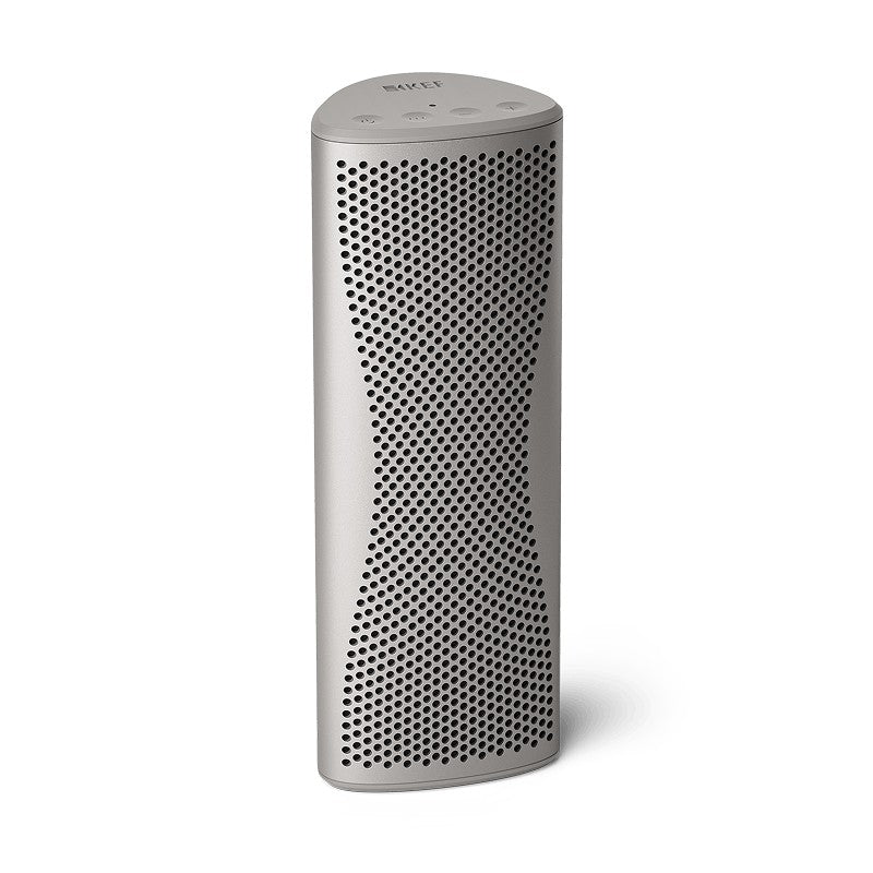 KEF Muo, finitura Silver Dusk, vista di tre quarti