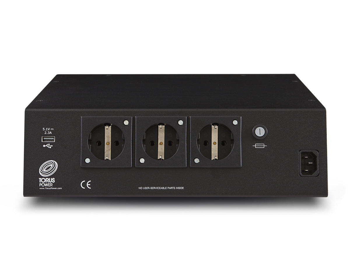 Torus Power TOT Mini CE, pannello posteriore con le tre prese Schuko
