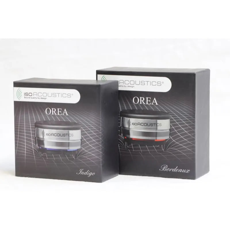 IsoAcoustics Orea — confezioni di Orea Indigo e Bordeaux