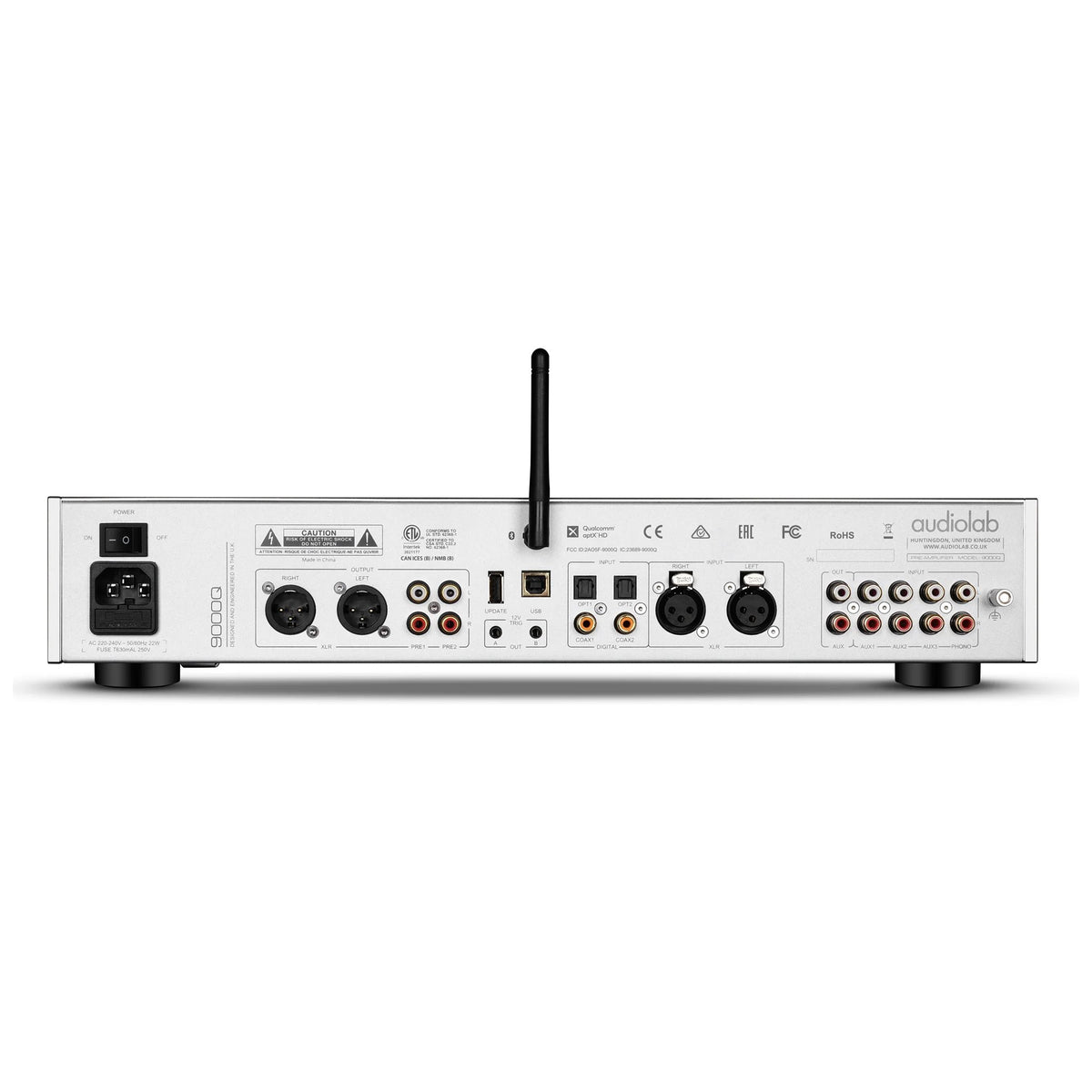 Audiolab 9000Q — vista posteriore finitura silver