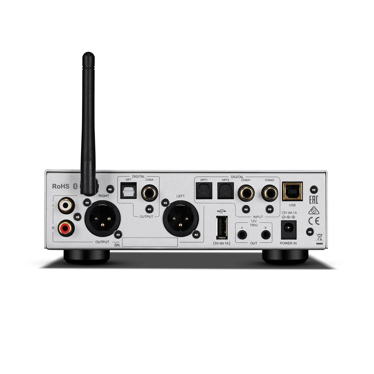 Audiolab D7 — vista posteriore finitura silver