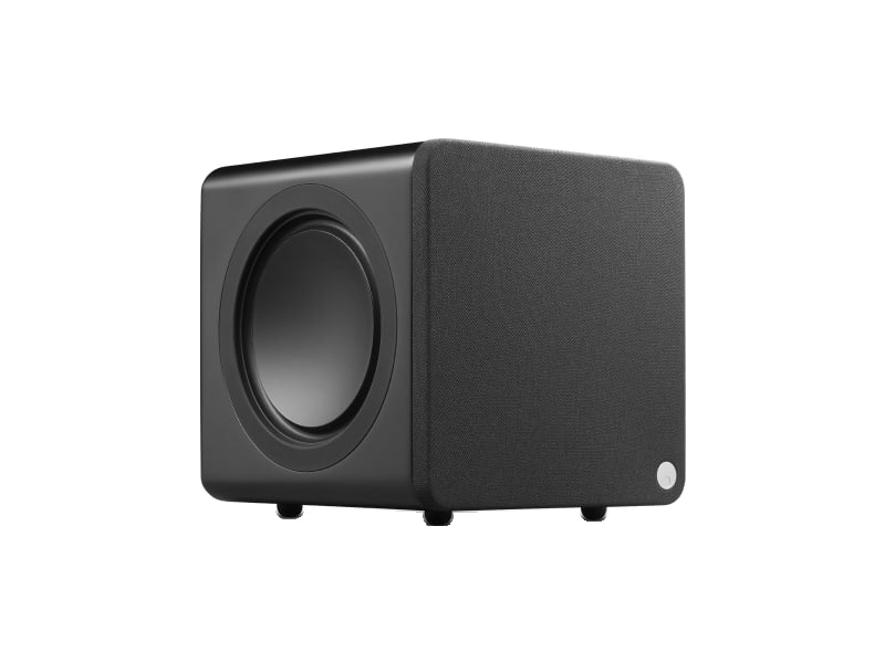 Cambridge Audio MSX Sub 200 — Nero, 3/4 con il radiatore laterale