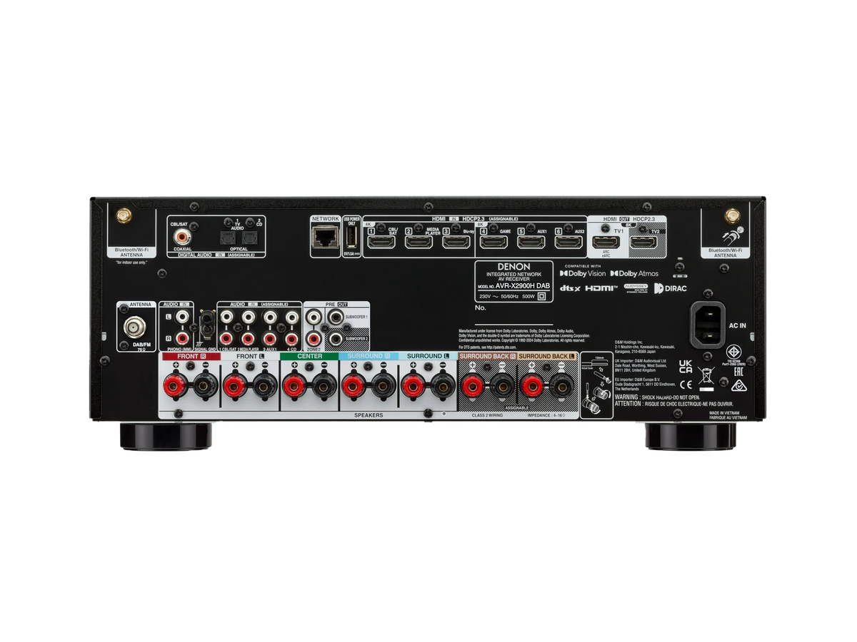 Denon AVR-X2900H DAB — Vista posteriore