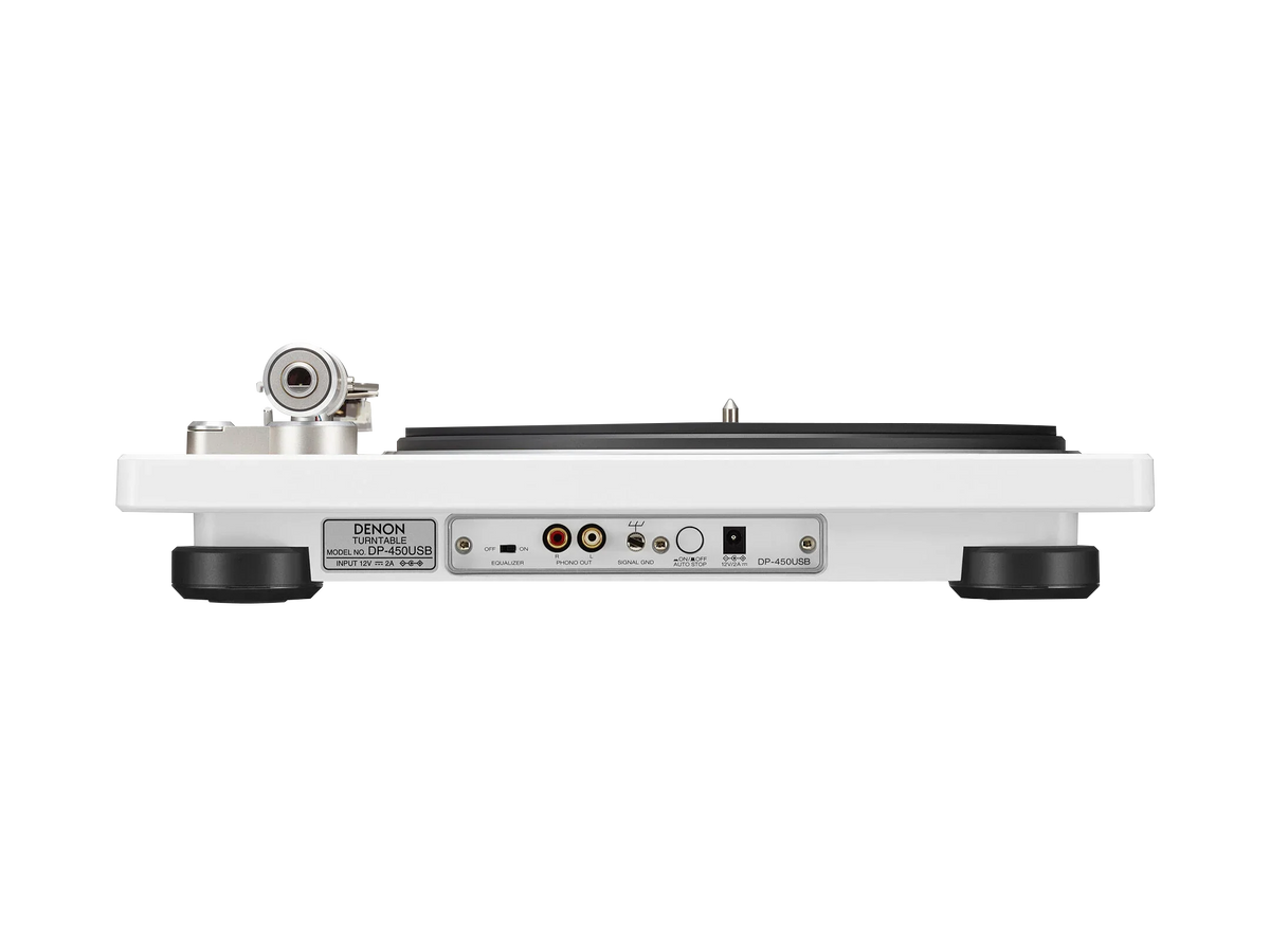 Denon DP-450USB, vista posteriore bianca