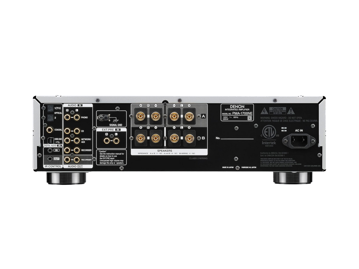 Denon PMA-1700NE, Vista posteriore Finitura Silver
