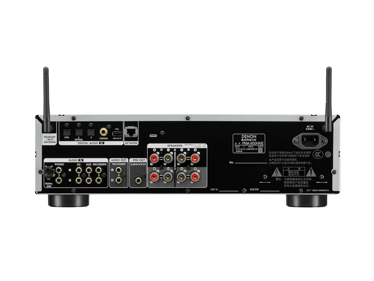 Denon PMA-900HNE, silver, vista posteriore
