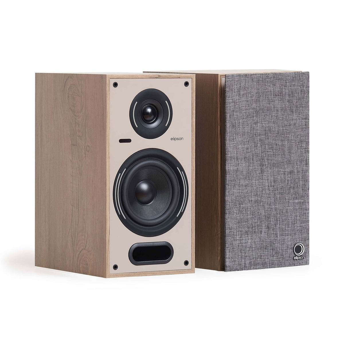 Elipson Horus 6B Active BT, finitura legno chiaro e beige, con la griglia