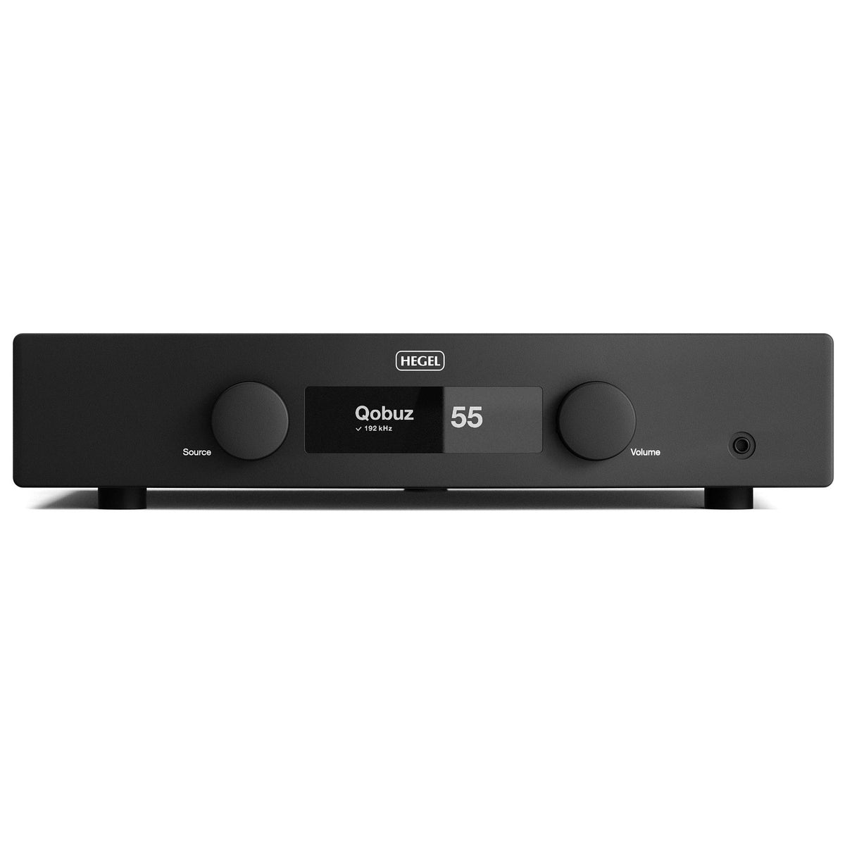 Hegel H150, vista frontale in finitura nera