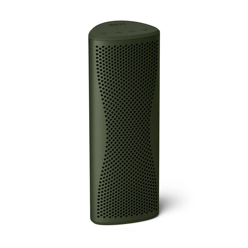 KEF Muo, finitura Moss Green, vista di tre quarti