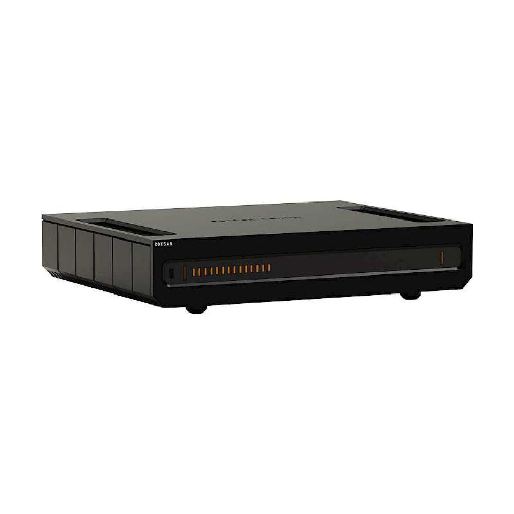 Roksan Caspian 4G Power Amplifier, finitura nera, vista di tre quarti
