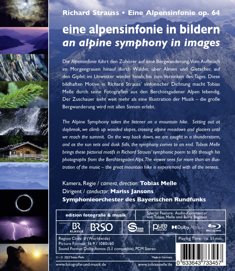 Richard Strauss – Alpensinfonie in pictures by Tobias Melle | Blu-ray Dolby Atmos, vista posteriore