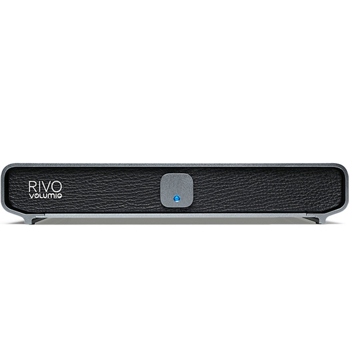 Volumio Rivo Black Edition, vista frontale con il pannello in pelle nera