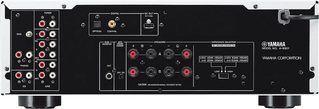 Yamaha A-S301 — Vista posteriore