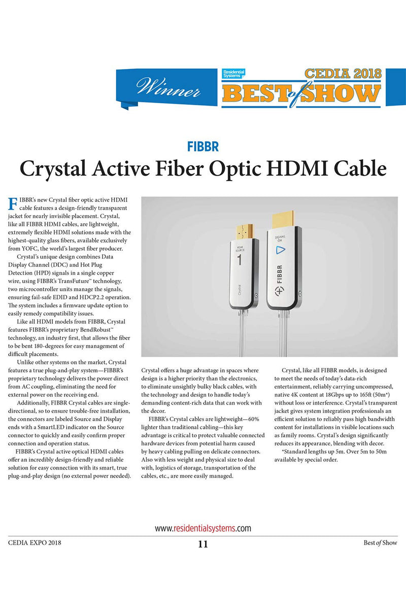 Fibbr Crystal Fiber Optic 18 Gbps